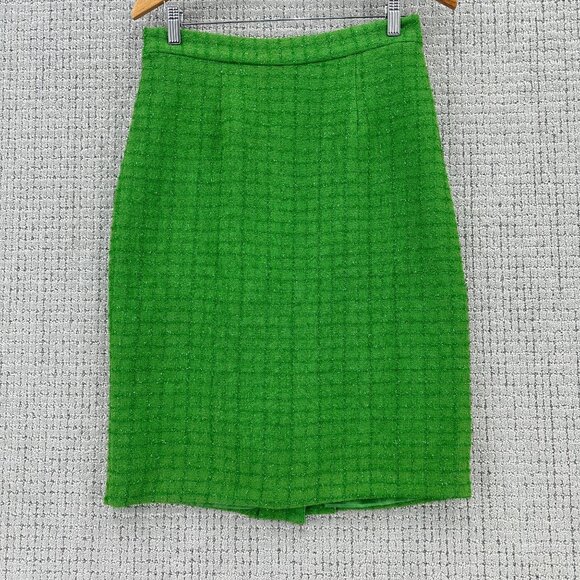 Vintage Stella Louise for KB Pencil Skirt Size 10 Green Pattern Lined Back Slit - Picture 1 of 12